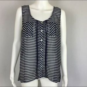 Xhilaration Striped Navy Sheer Button Down Blouse!